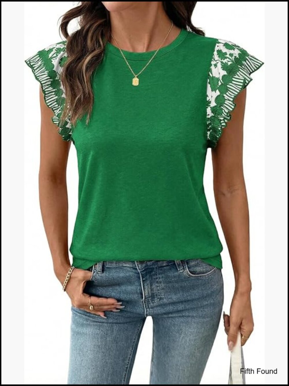 Ruffle Short Sleeve Crewneck T-Shirt Boho Floral Blouse Casual Top